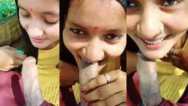 Village Bhabhi gives a desi blowjob outdoors on the farm