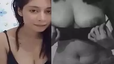 Indian deep cleavage girl seducing lover with boob show