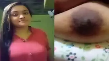 Cute girl opens bra to show sexy boobs to lover